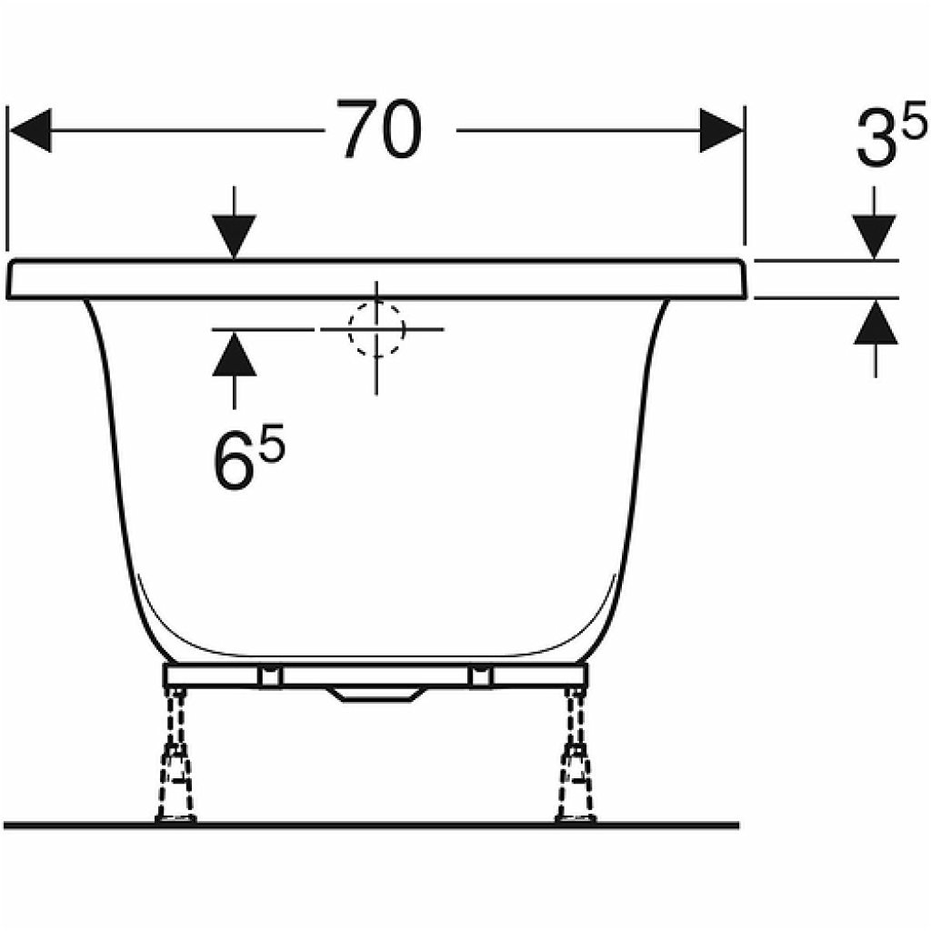 Ванна акриловая KOLO Rekord 160х70 см, прямоугольная, без ножек (XWP3660000N)